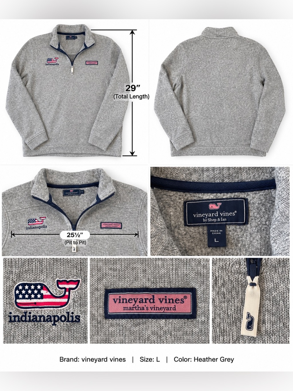 Vineyard Vines Indianapolis Quarter Zip Pullover Womens L